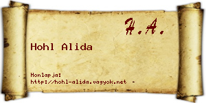 Hohl Alida névjegykártya
